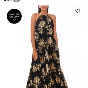 MSK Black and Gold Maxi Dress